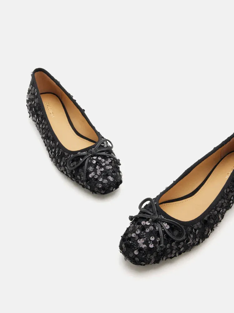 Gianna Sequinned Bow Flats