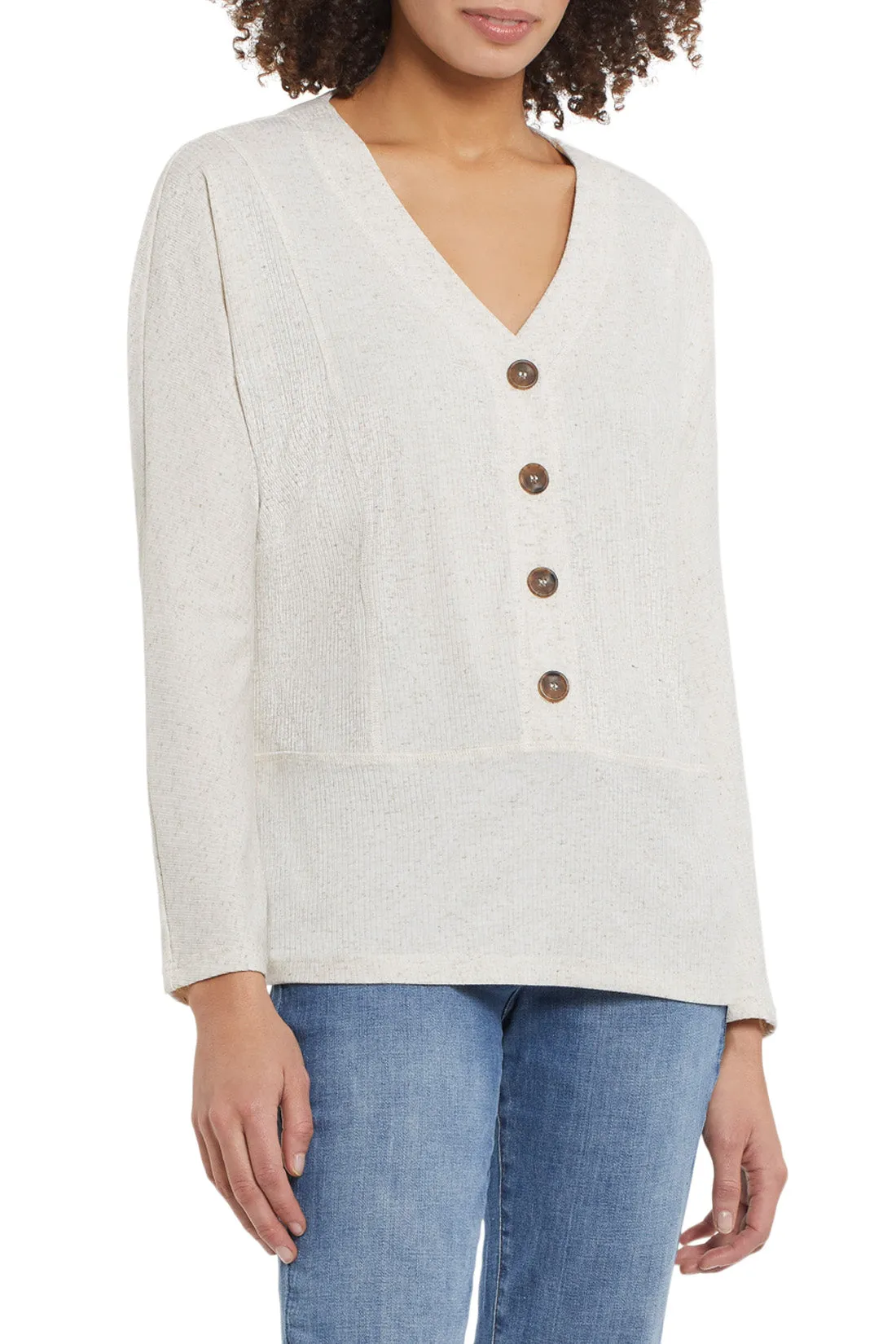 Pullover V-Neck with Button Detail